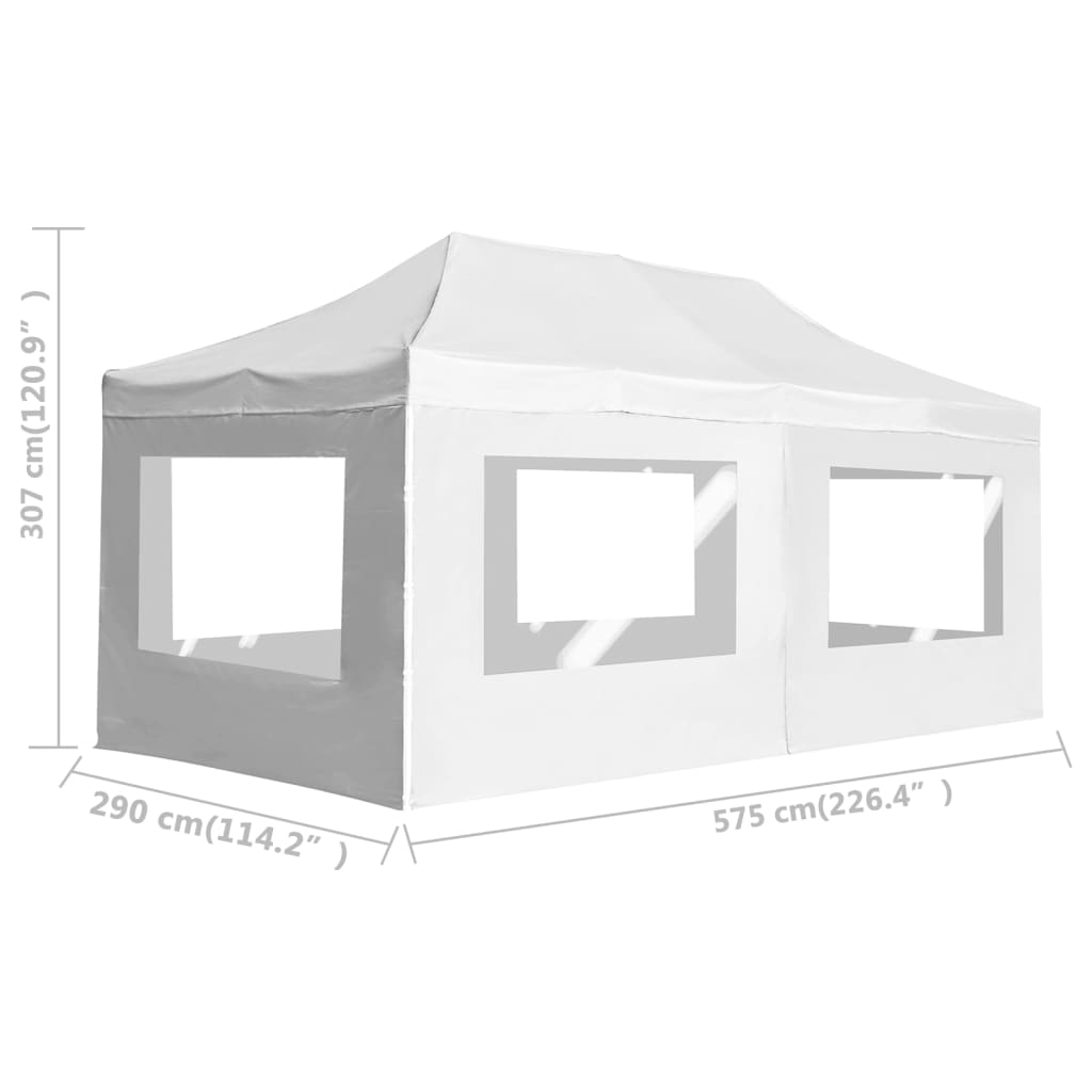 Profesjonelt foldbart festtelt med vegger aluminium 6x3 m hvit vidaXL