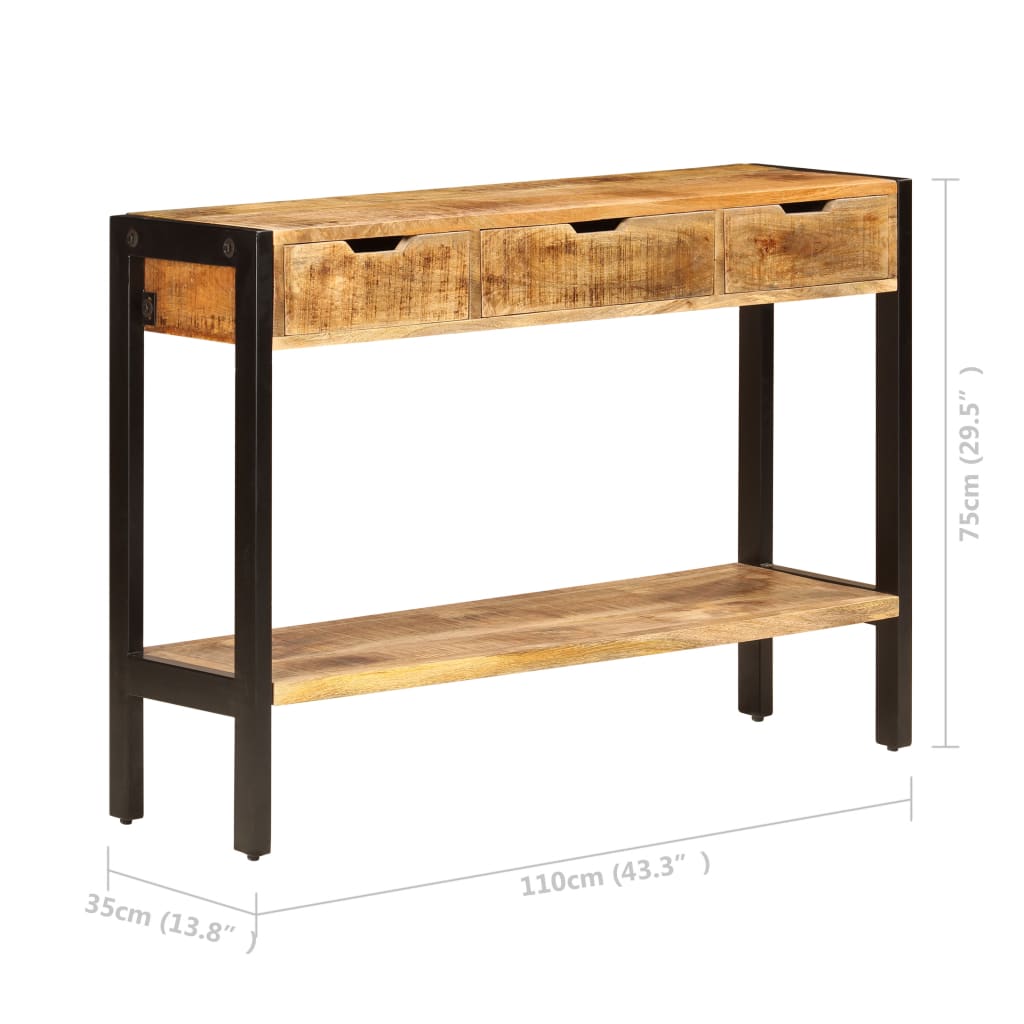 Skjenk med 3 skuffer 110x35x75 cm heltre mango