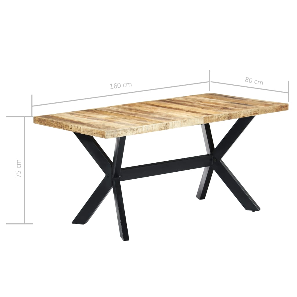 Spisebord 160x80x75 cm grov heltre mango