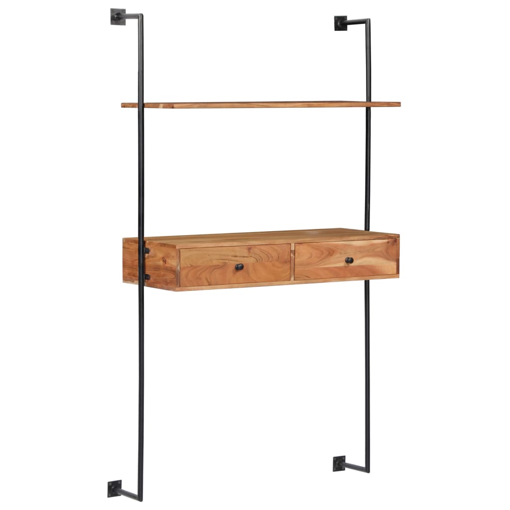 Vegghengt skrivebord 90x40x170 cm heltre akasie