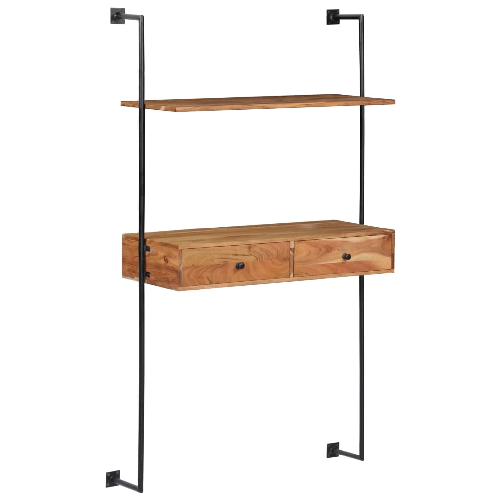 Vegghengt skrivebord 90x40x170 cm heltre akasie