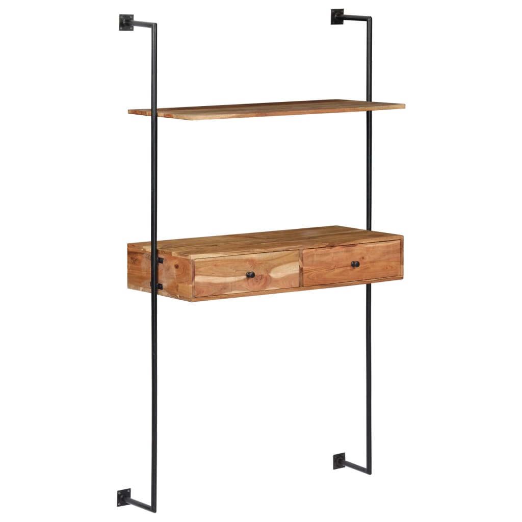 Vegghengt skrivebord 90x40x170 cm heltre akasie