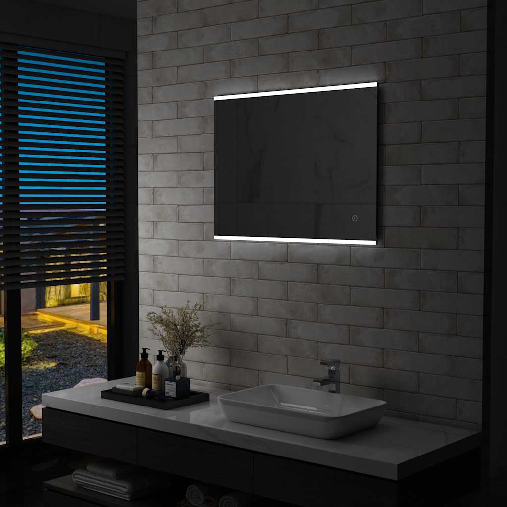 LED-veggspeil til bad med berøringssensor 80x60 cm vidaXL