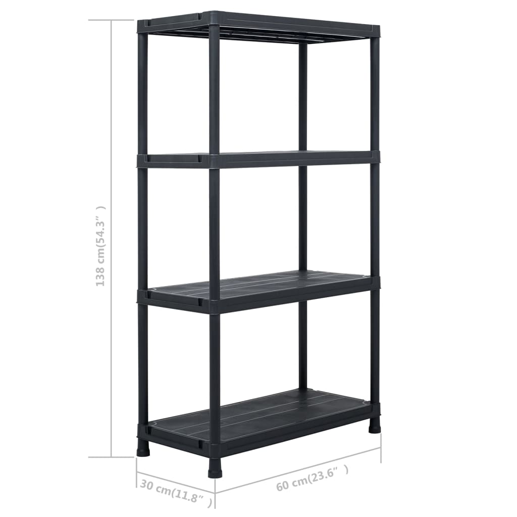 Oppbevaringshylle svart 100 kg 60x30x138 cm plast