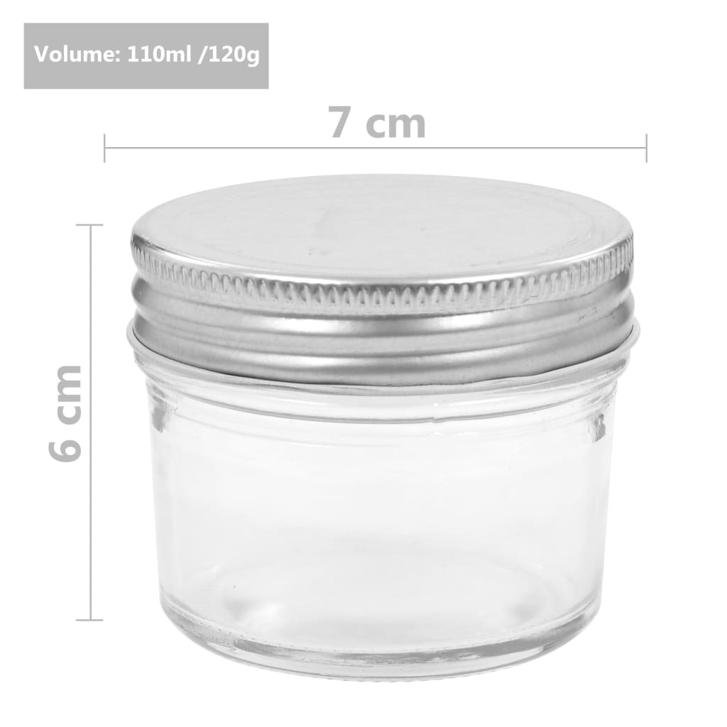 Syltetøyglass med sølve lokk 24 stk 110 ml
