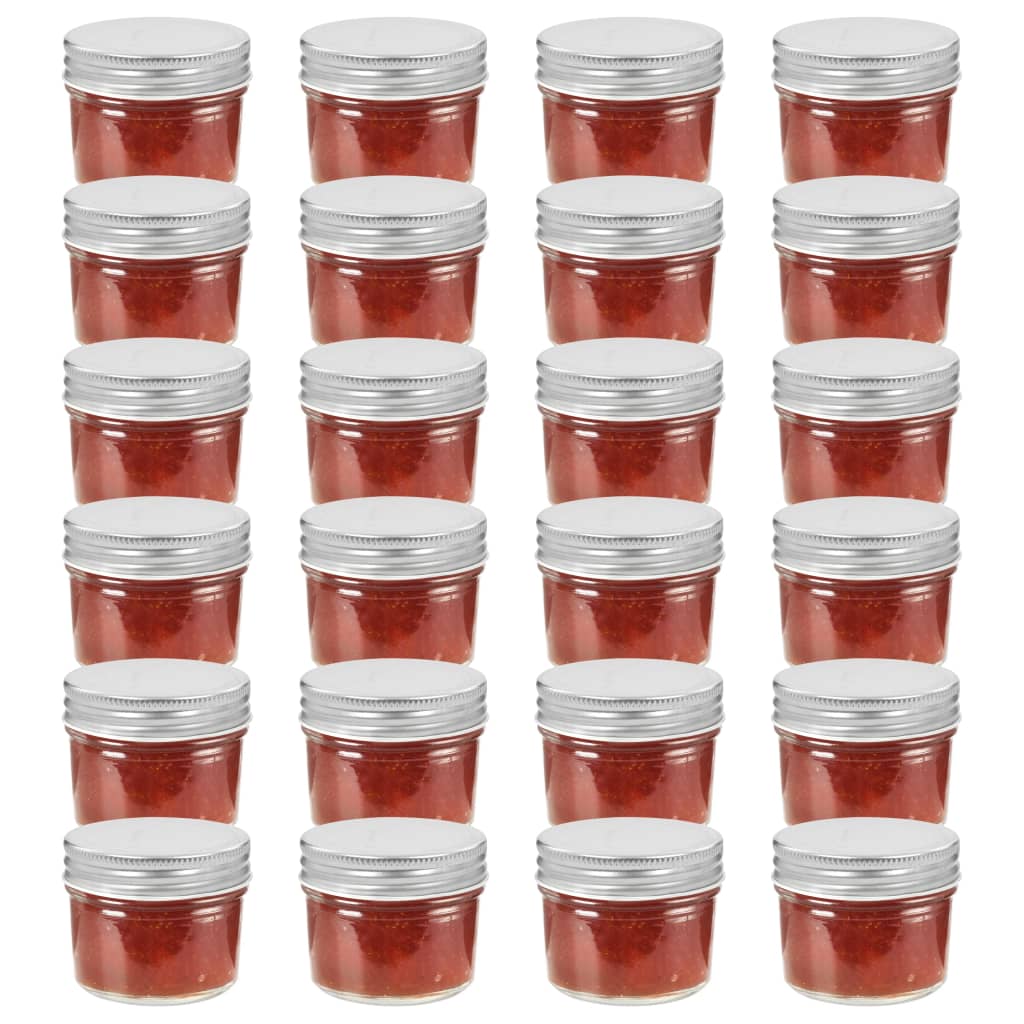 Syltetøyglass med sølve lokk 24 stk 110 ml