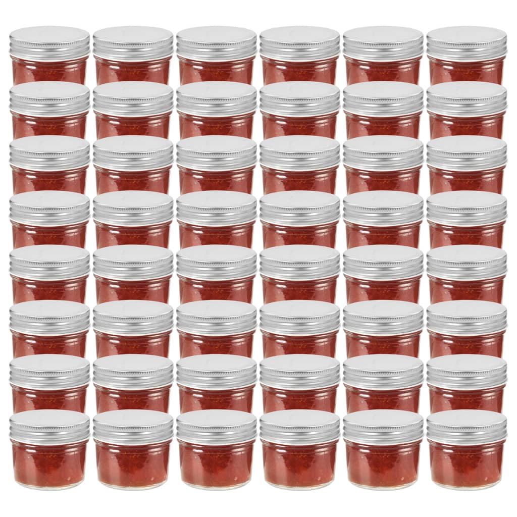Syltetøyglass med sølve lokk 48 stk 110 ml