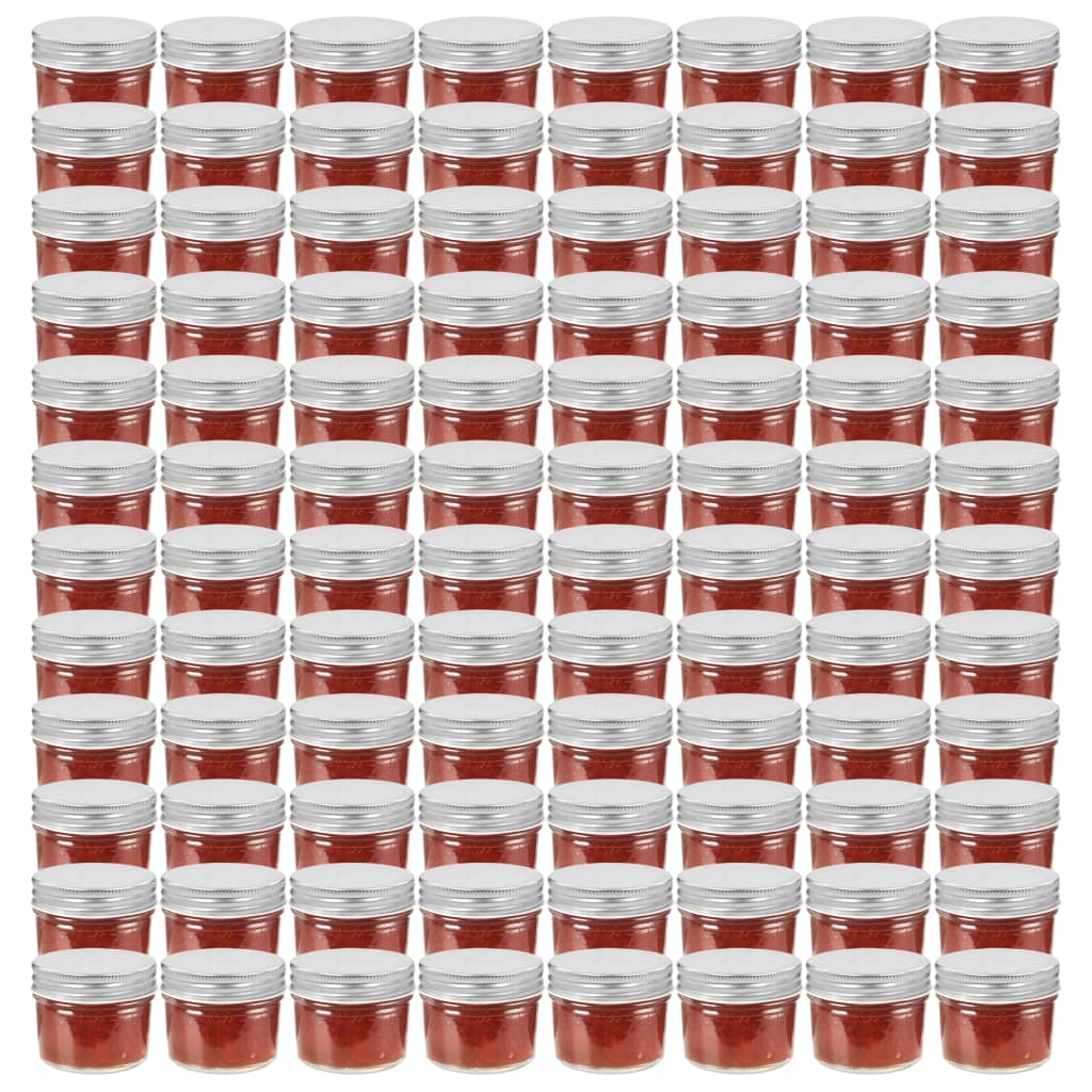 Syltetøyglass med sølve lokk 96 stk 110 ml