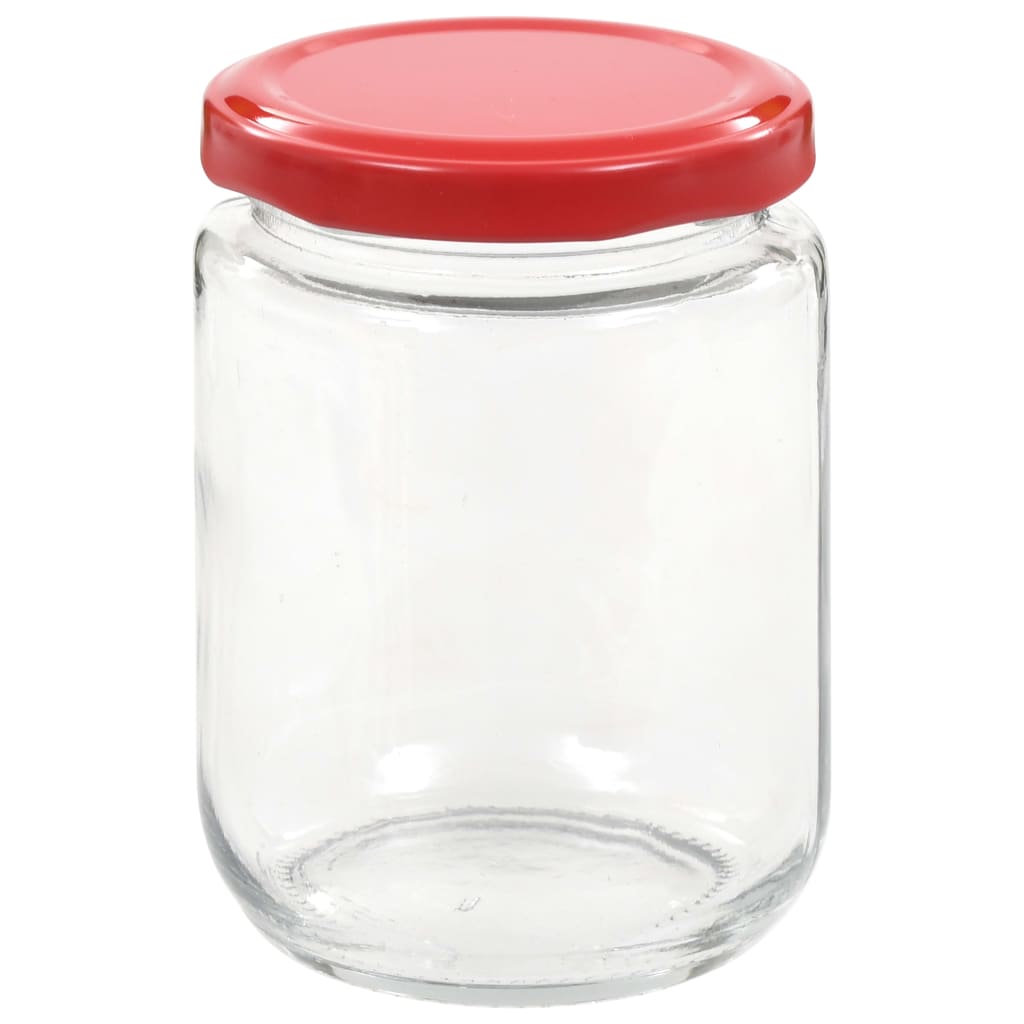 Syltetøyglass med røde lokk 96 stk 230 ml