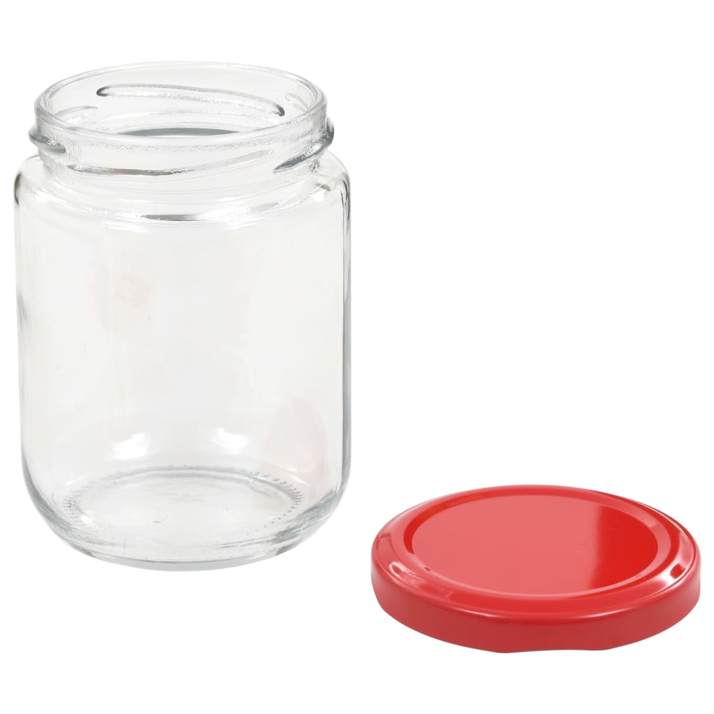 Syltetøyglass med røde lokk 96 stk 230 ml