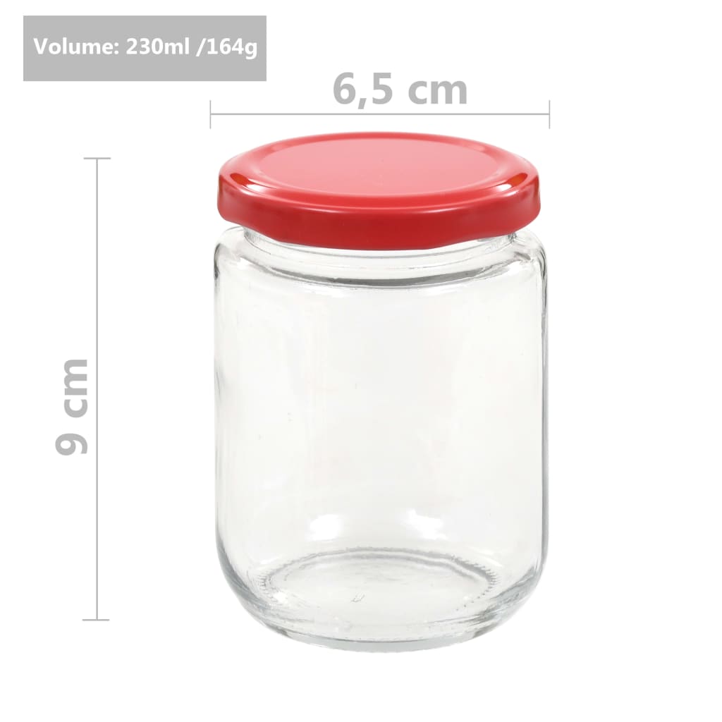 Syltetøyglass med røde lokk 96 stk 230 ml