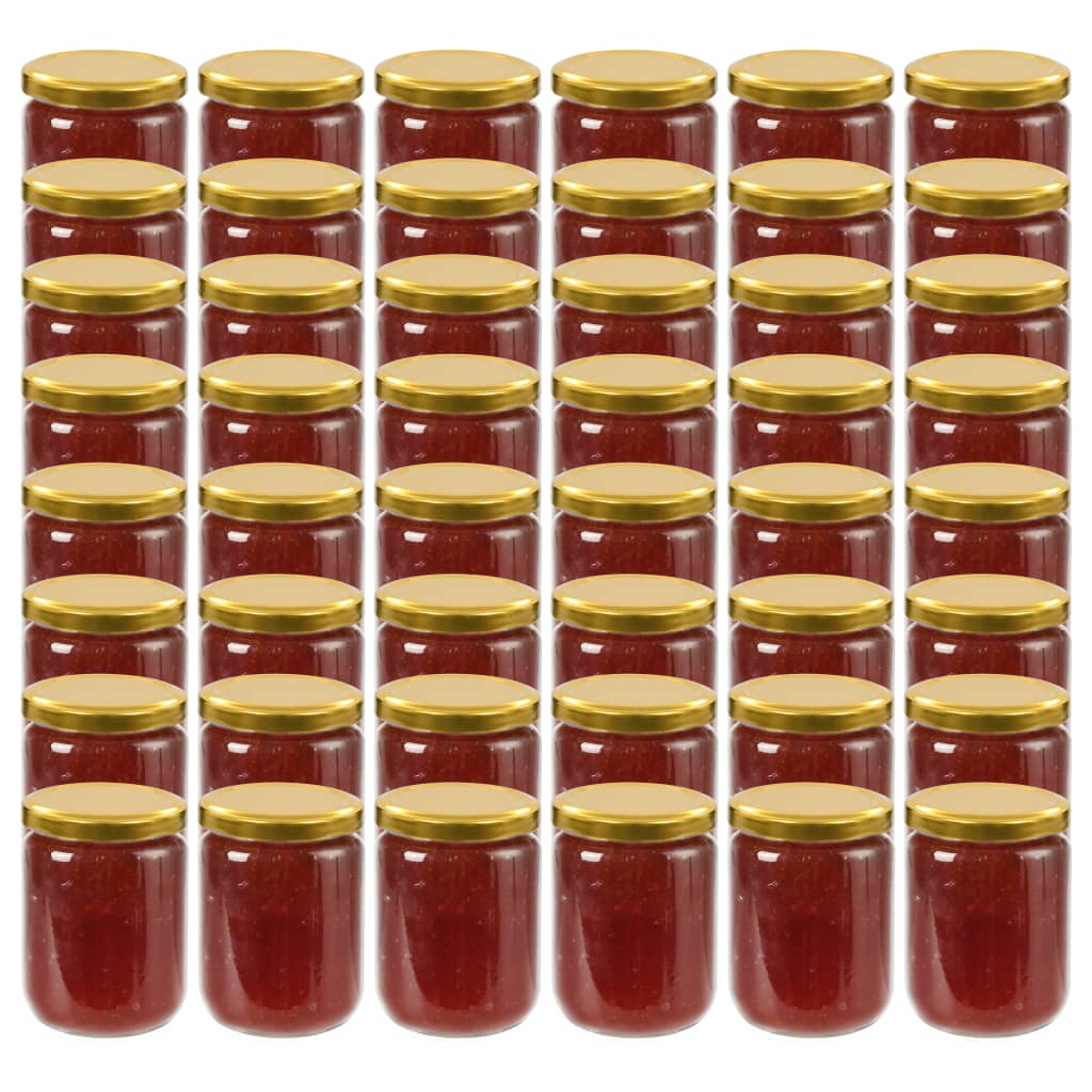 Syltetøyglass med gult lokk 48 stk 230 ml vidaXL
