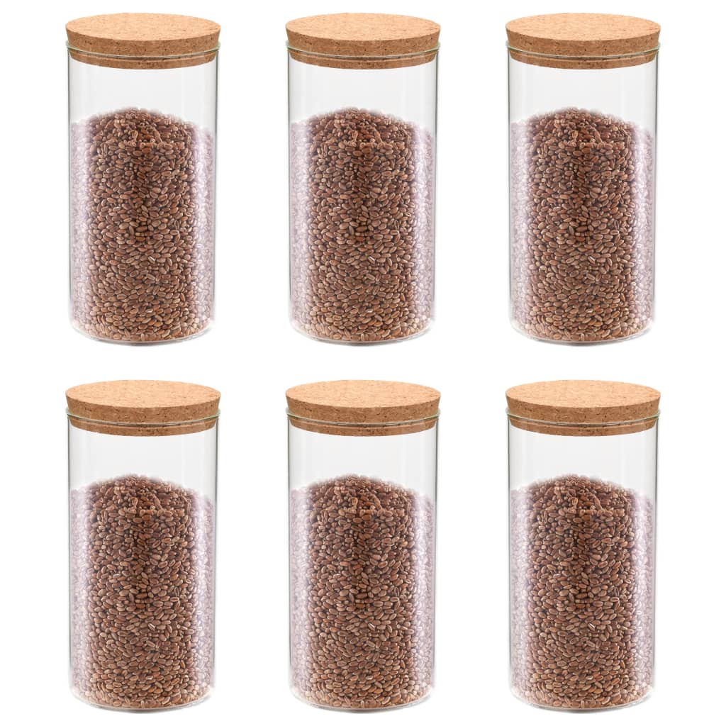 Glasskrukker med kork 6 stk 1400 ml