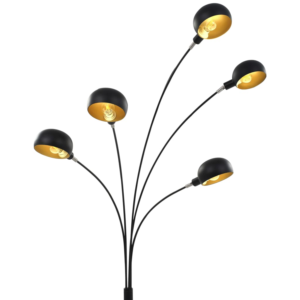 Stående lampe 200 cm 5 x E14 svart og gull vidaXL