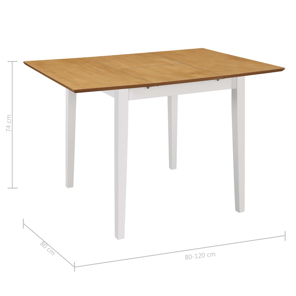 Uttrekkbart spisebord hvit (80-120)x80x74 cm MDF vidaXL