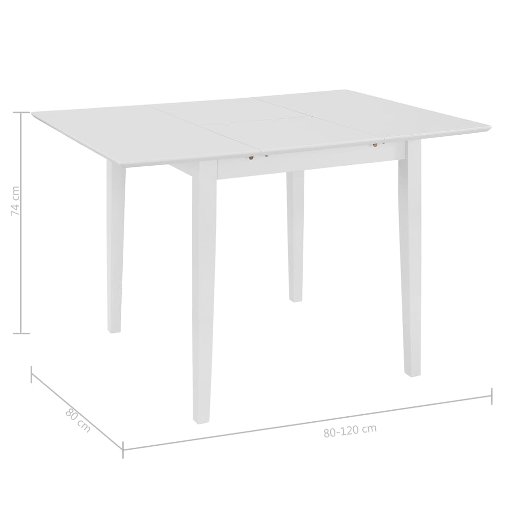 Uttrekkbart spisebord hvit (80-120)x80x74 cm MDF vidaXL