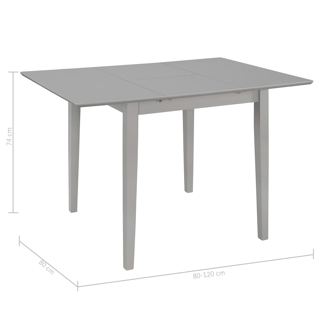 Uttrekkbart spisebord grå (80-120)x80x74 cm MDF vidaXL