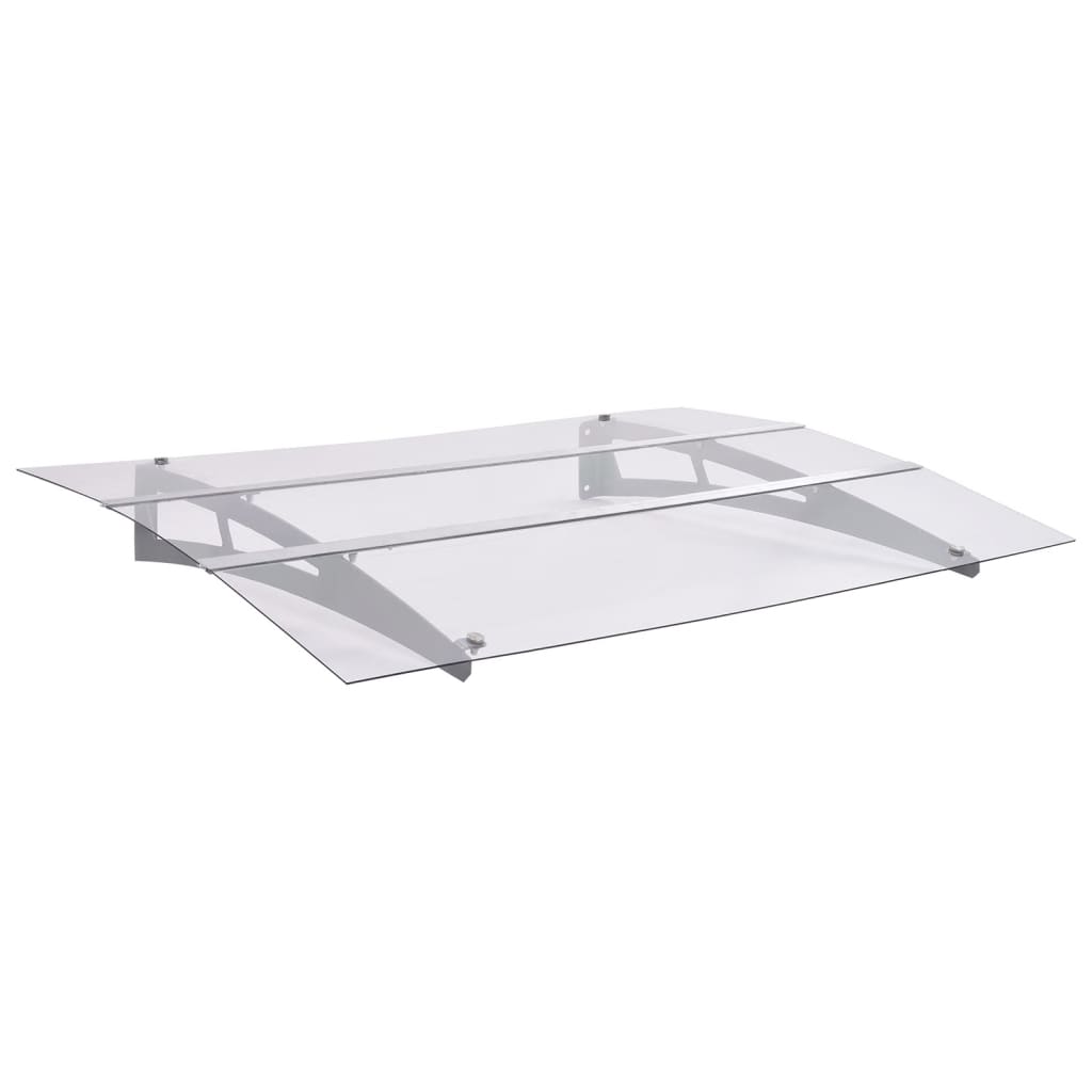 Skjermtak sølv og gjennomsiktig 150x90 cm PET