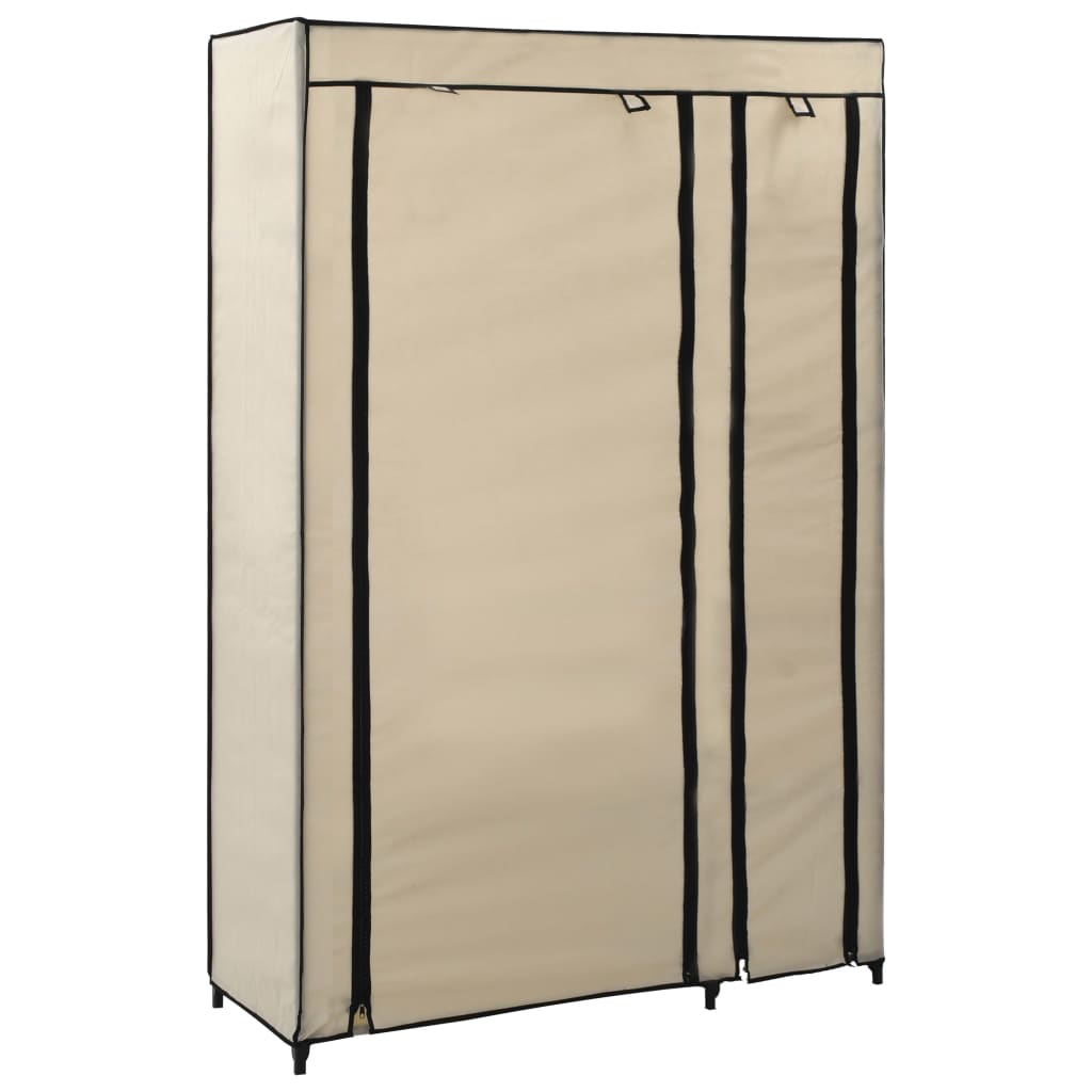 Sammenleggbar garderobe kremfarget 110x45x175 cm stoff