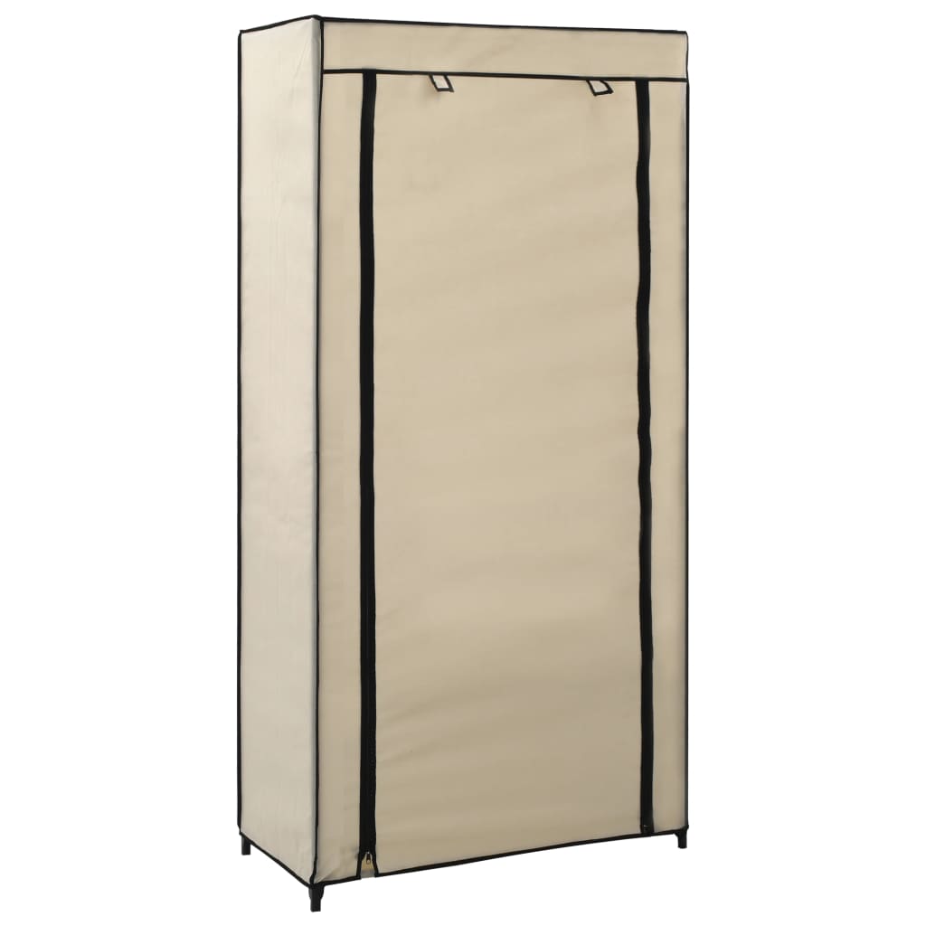 Skoskap med trekk hvit 58x28x106 cm stoff