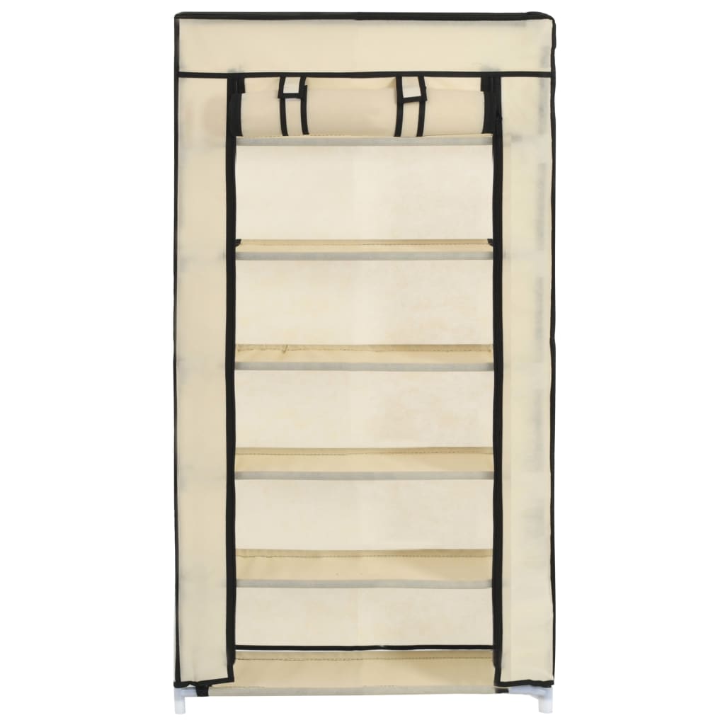 Skoskap med trekk hvit 58x28x106 cm stoff