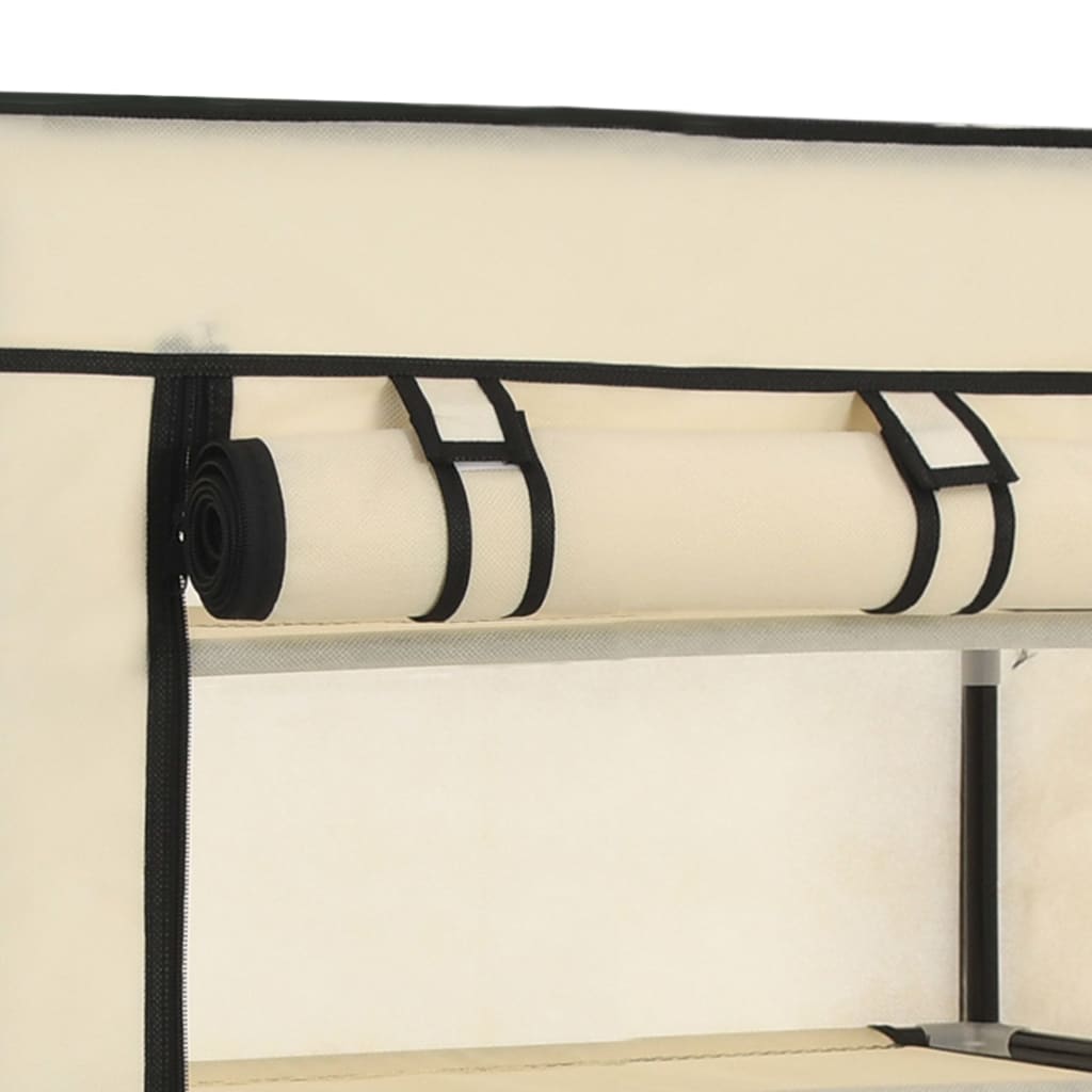 Skoskap med trekk hvit 58x28x106 cm stoff