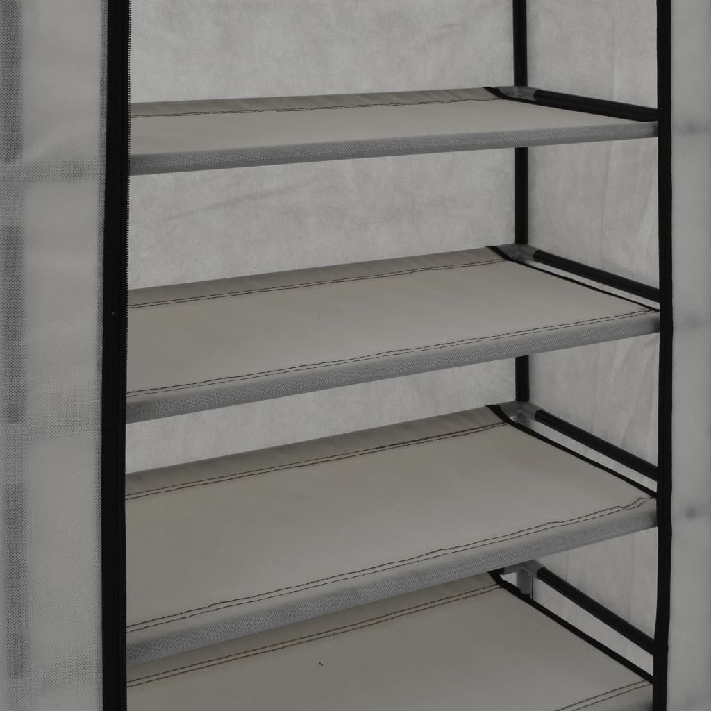 Skoskap med trekk grå 58x28x106 cm stoff