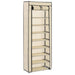 Skoskap med trekk kremfarget 57x29x162 cm stoff