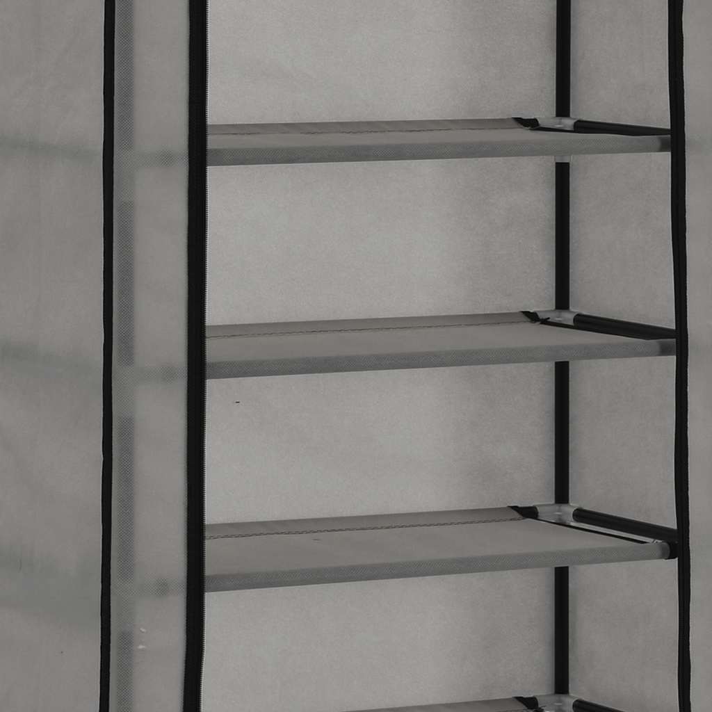 Skoskap med trekk grå 57x29x162 cm stoff
