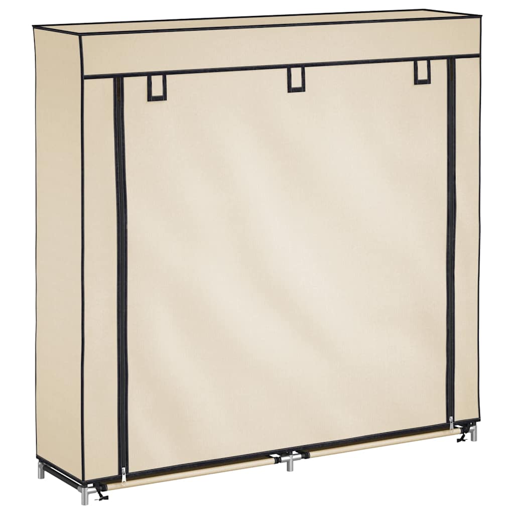 Skoskap med trekk kremhvit 115x28x110 cm stoff