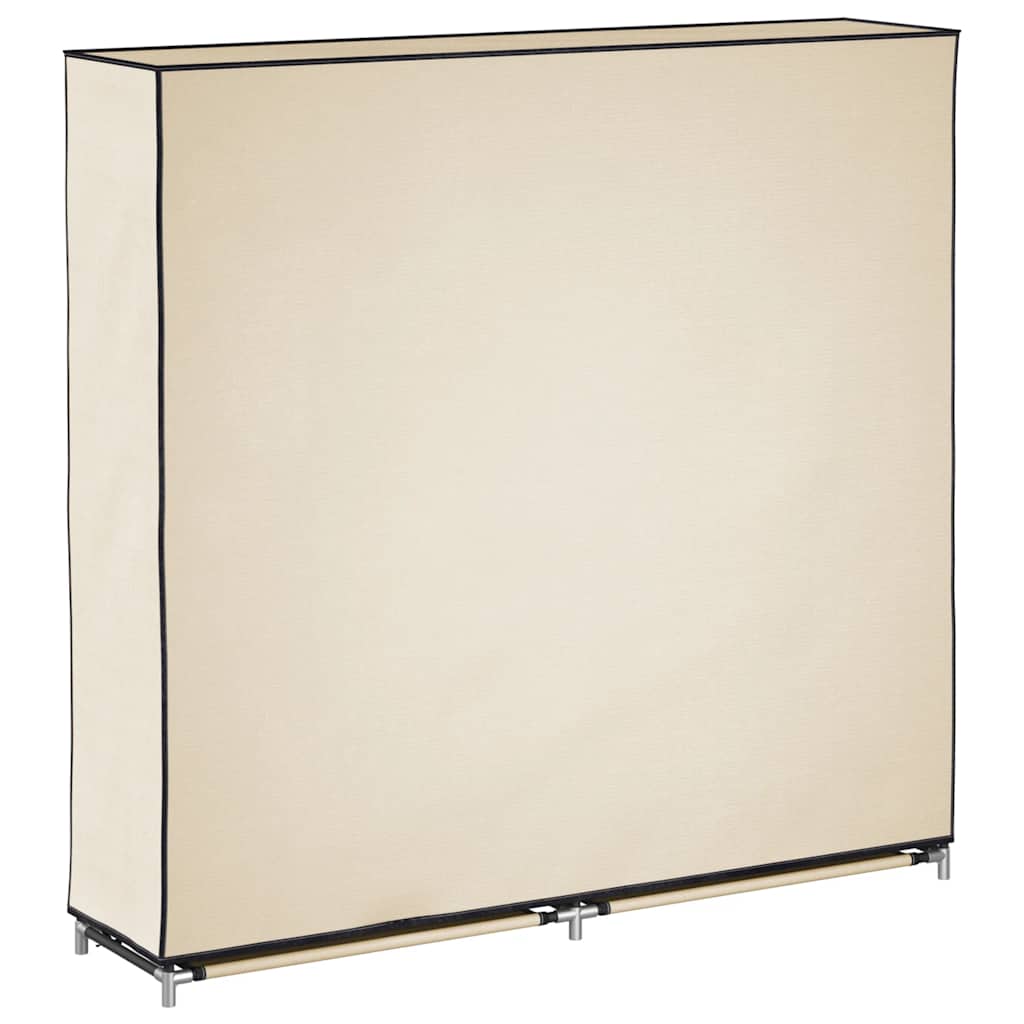 Skoskap med trekk kremhvit 115x28x110 cm stoff