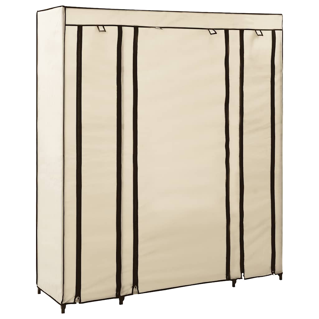 Garderobeskap med rom og stenger krem 150x45x176 cm stoff