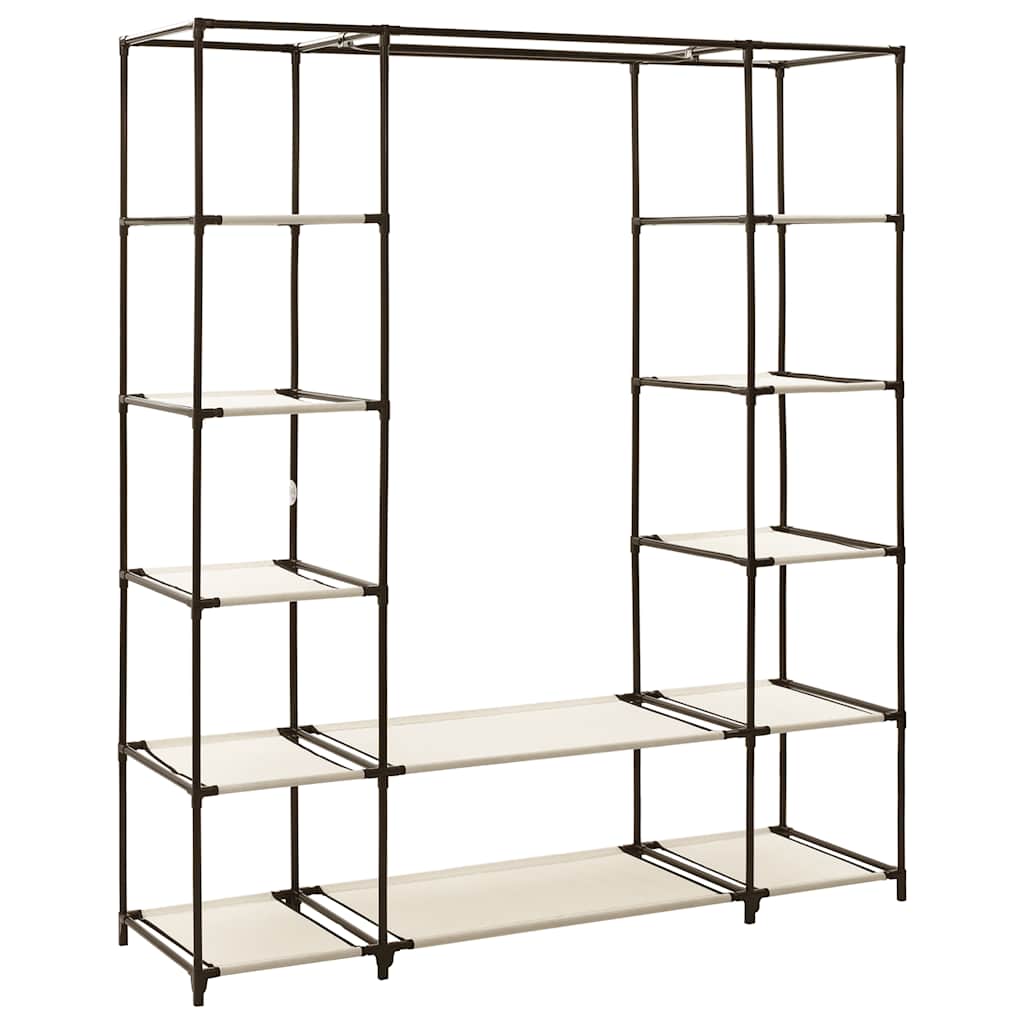 Garderobeskap med rom og stenger krem 150x45x176 cm stoff