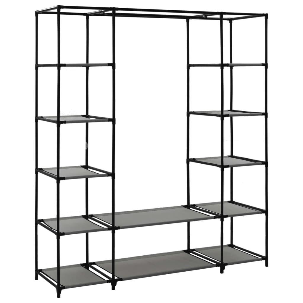 Garderobeskap med rom og stenger grå 150x45x176 cm stoff