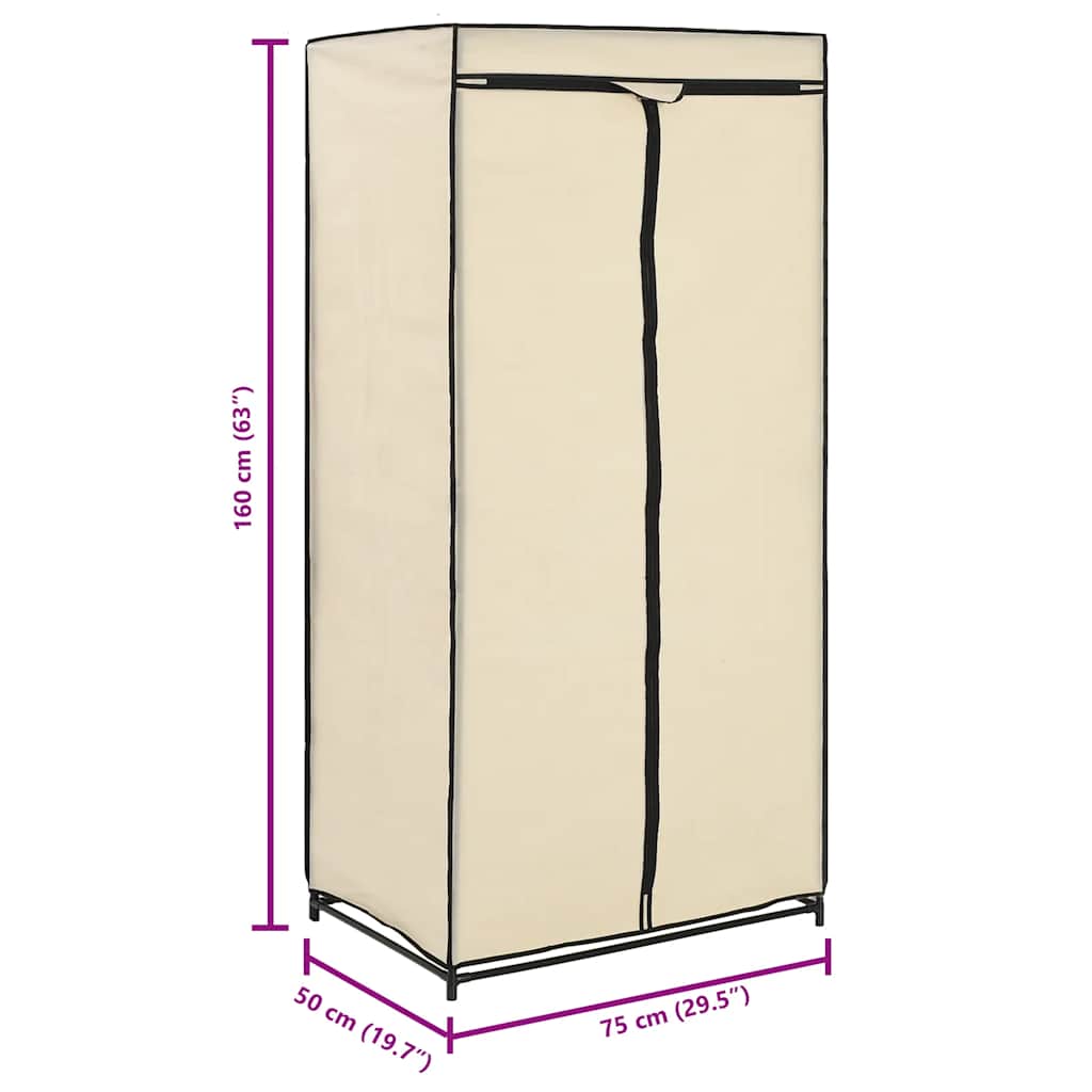 Garderobeskap krem 75x50x160 cm