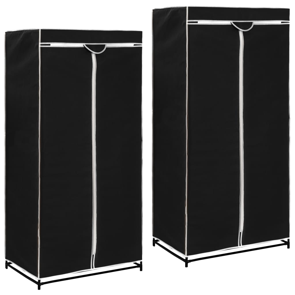 Garderobeskap 2 stk svart 75x50x160 cm