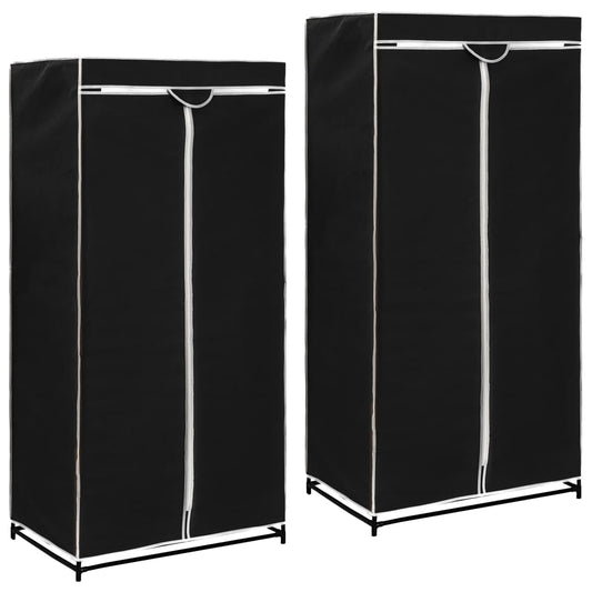 Garderobeskap 2 stk svart 75x50x160 cm
