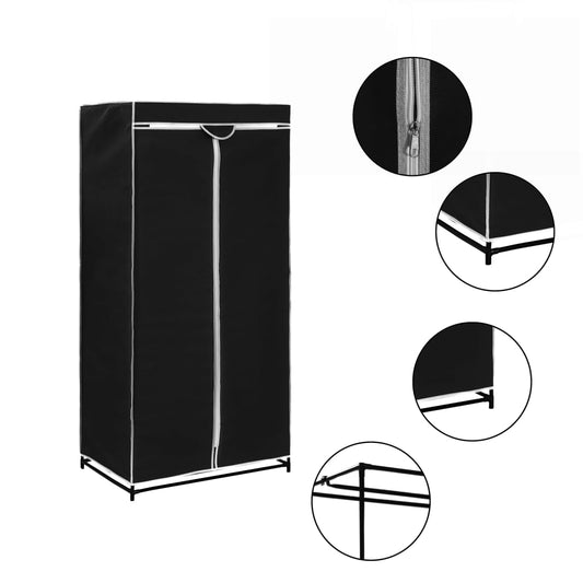 Garderobeskap 2 stk svart 75x50x160 cm