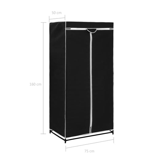 Garderobeskap 2 stk svart 75x50x160 cm