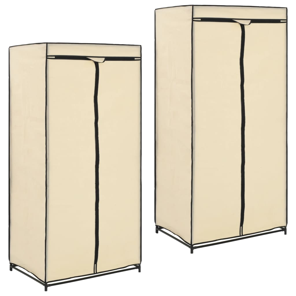 Garderobeskap 2 stk krem 75x50x160 cm