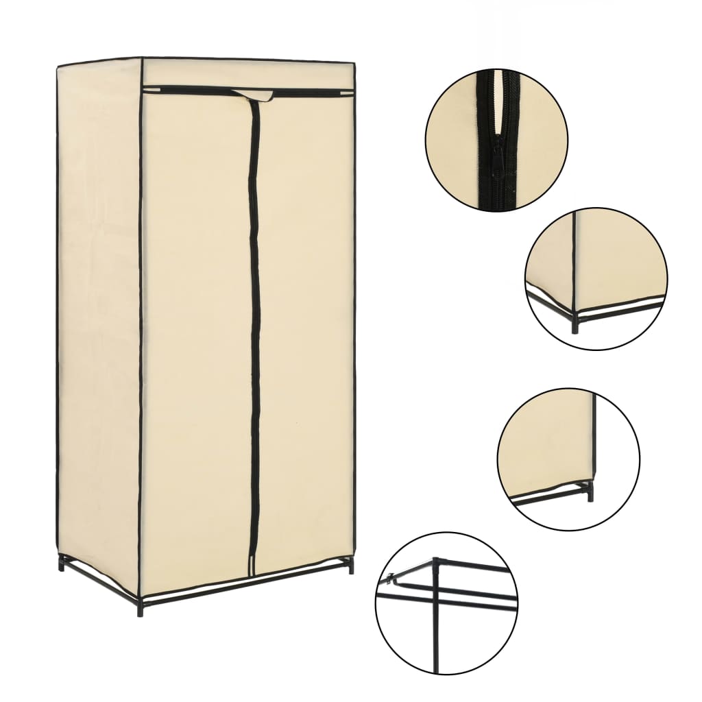 Garderobeskap 2 stk krem 75x50x160 cm