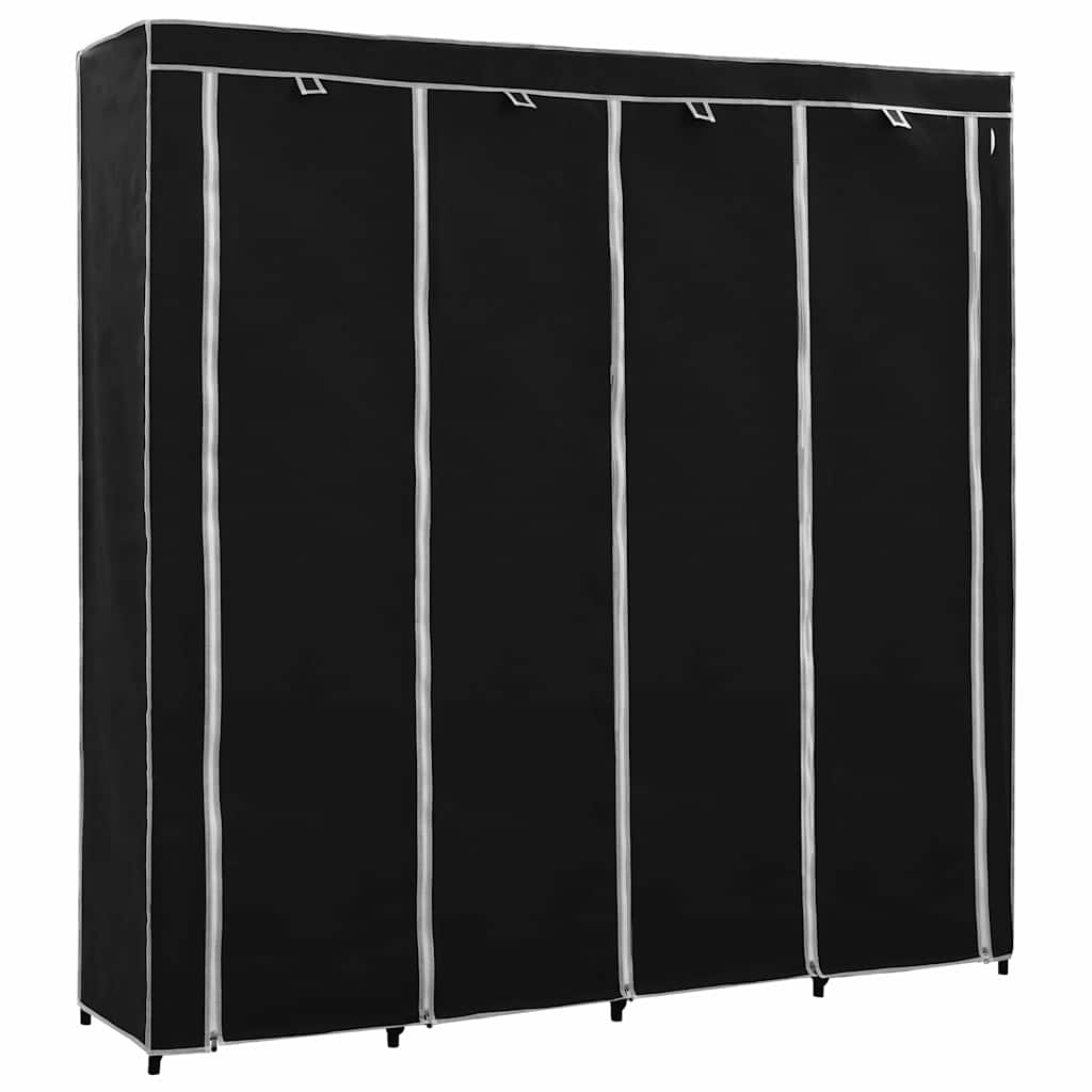 Garderobeskap med 4 rom svart 175x45x170 cm