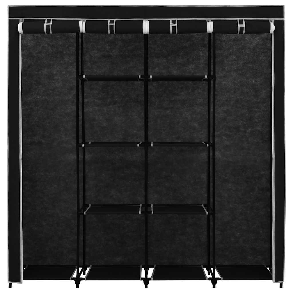 Garderobeskap med 4 rom svart 175x45x170 cm