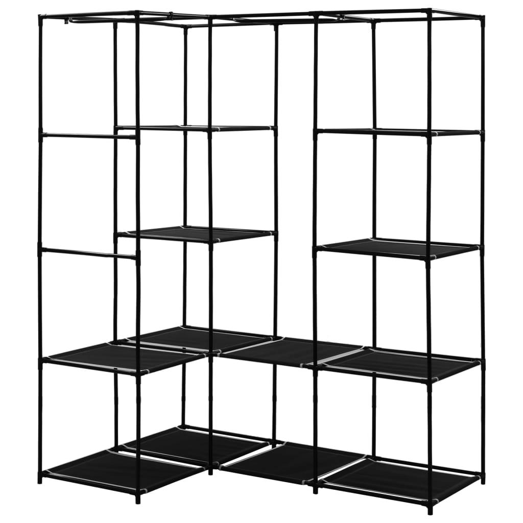 Hjørnegarderobe svart 130x87x169 cm