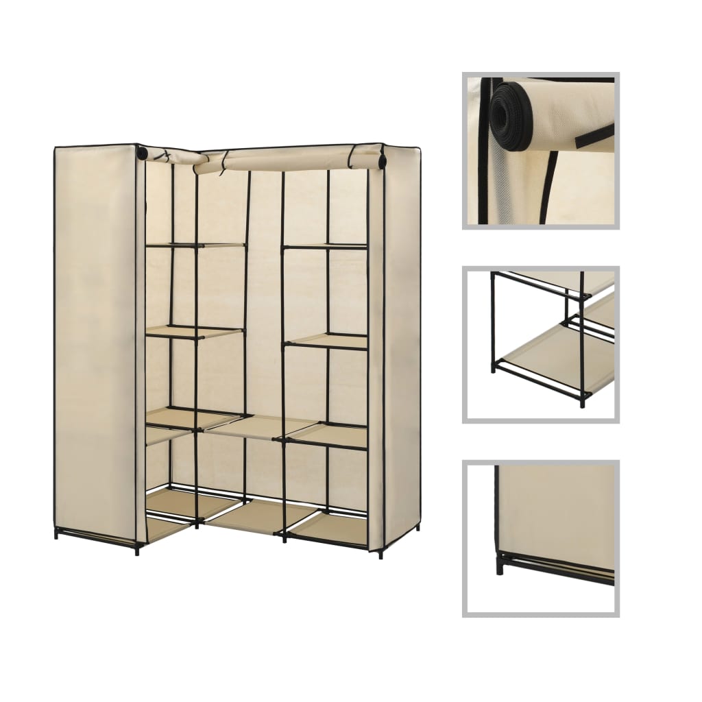 Hjørnegarderobe kremhvit 130x87x169 cm