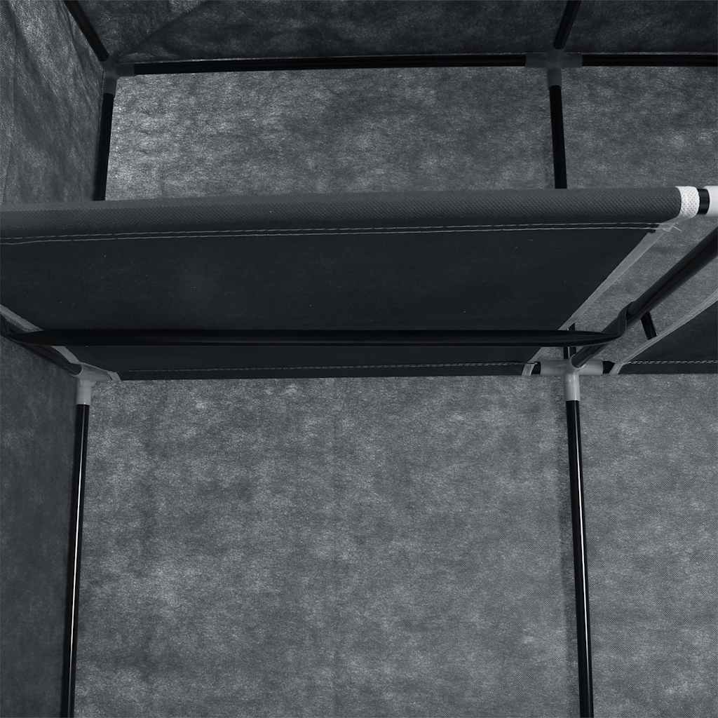 Garderobe med skap og stenger svart 150x45x175 cm stoff
