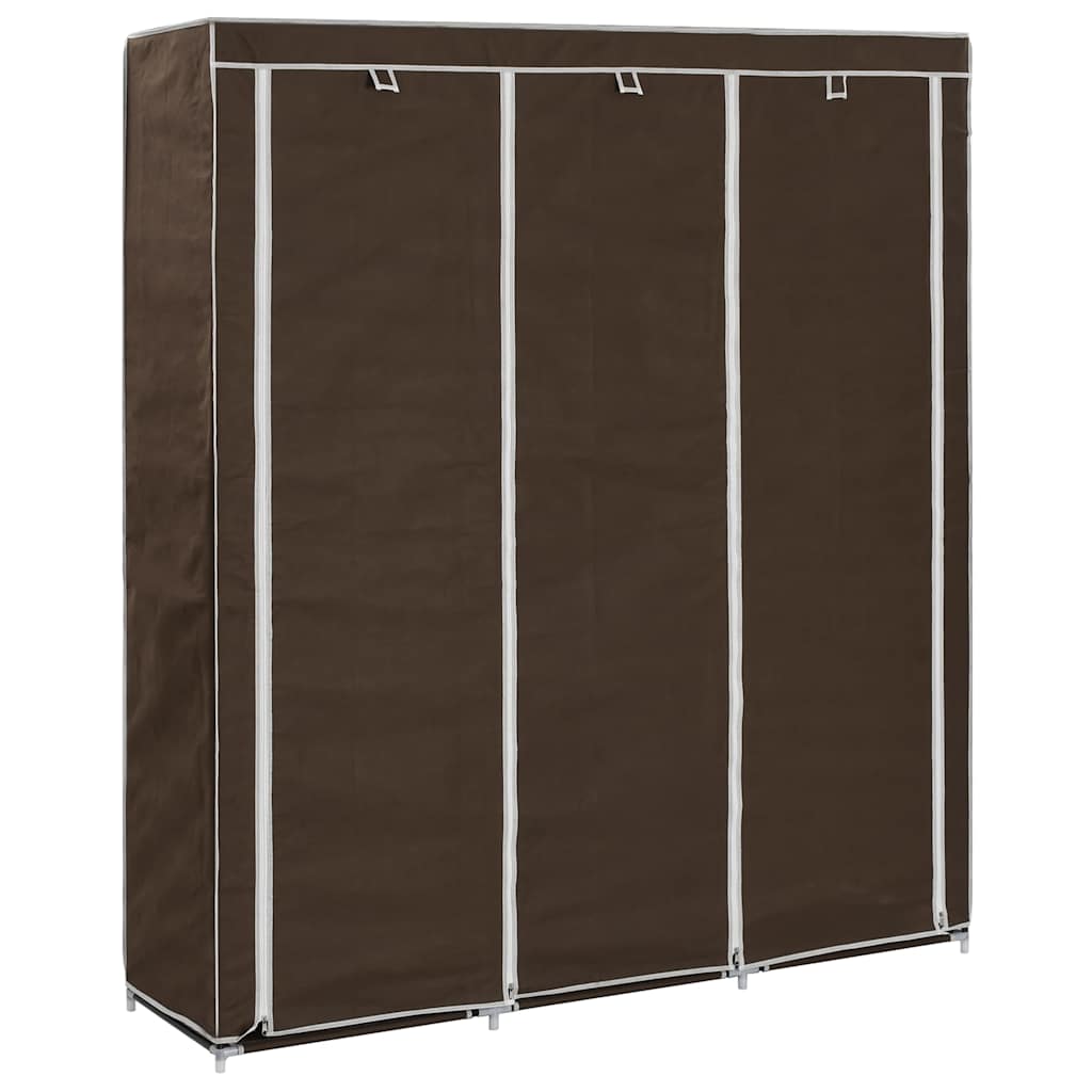 Garderobe med skap og stenger brun 150x45x175 cm stoff