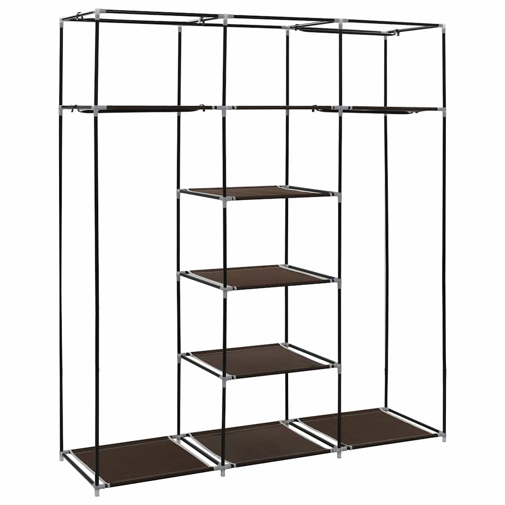 Garderobe med skap og stenger brun 150x45x175 cm stoff