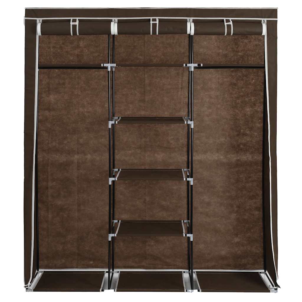 Garderobe med skap og stenger brun 150x45x175 cm stoff
