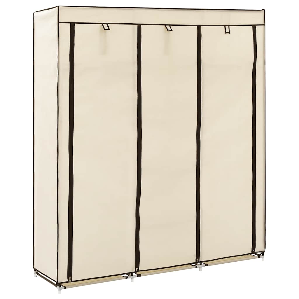 Garderobe med skap og stenger kremhvit 150x45x175 cm stoff